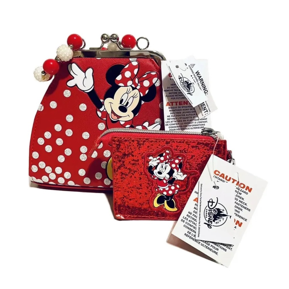 Disney Parks Minnie Mouse Kids Purse and Minnie Glitter Wristlet - Lot 2 NWT